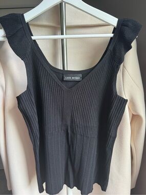 Lane Bryant Black V‑Neck Ribbed Knit Top